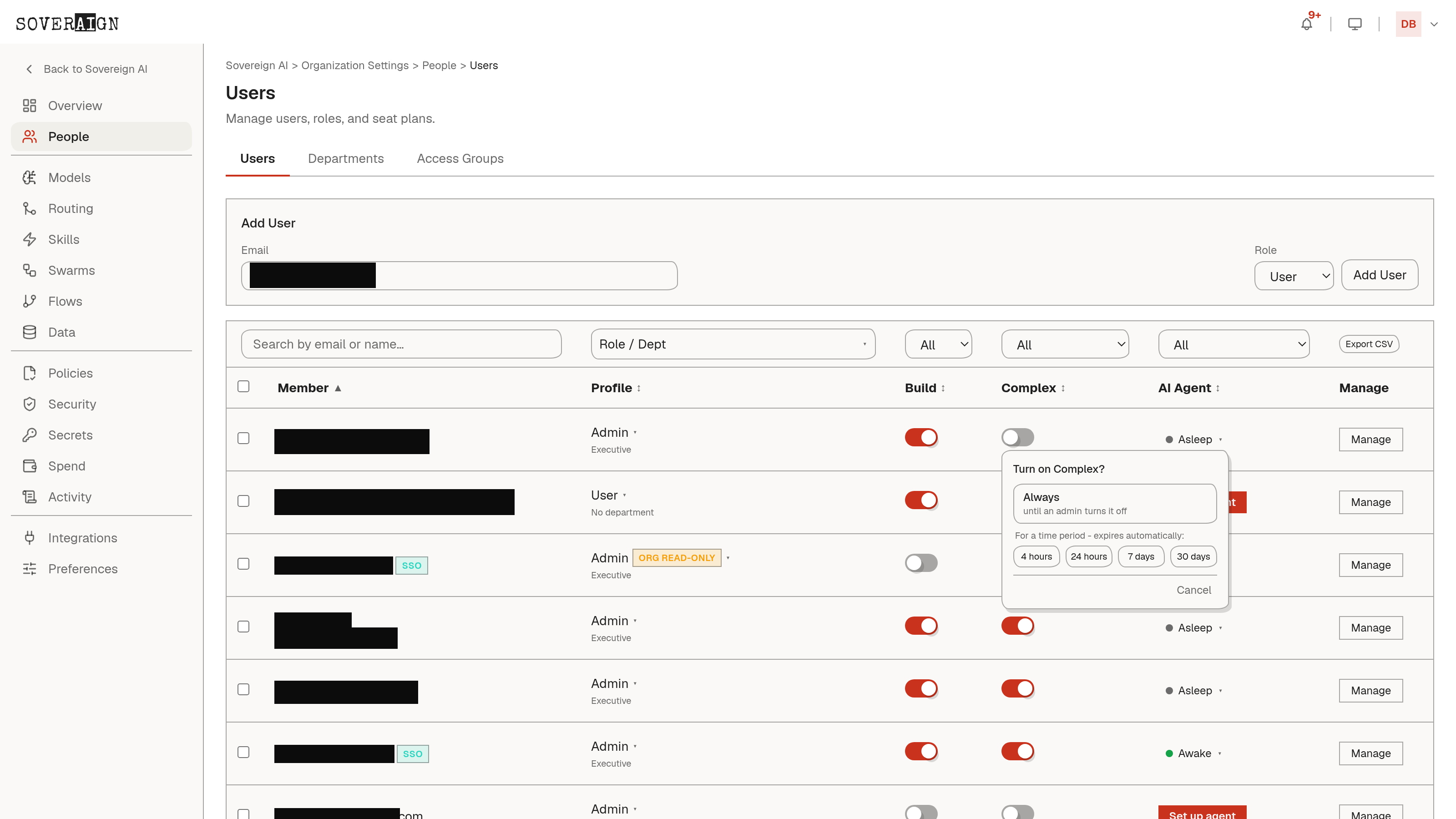 The Turn on Complex? dialog with Always and four expiring time-period options